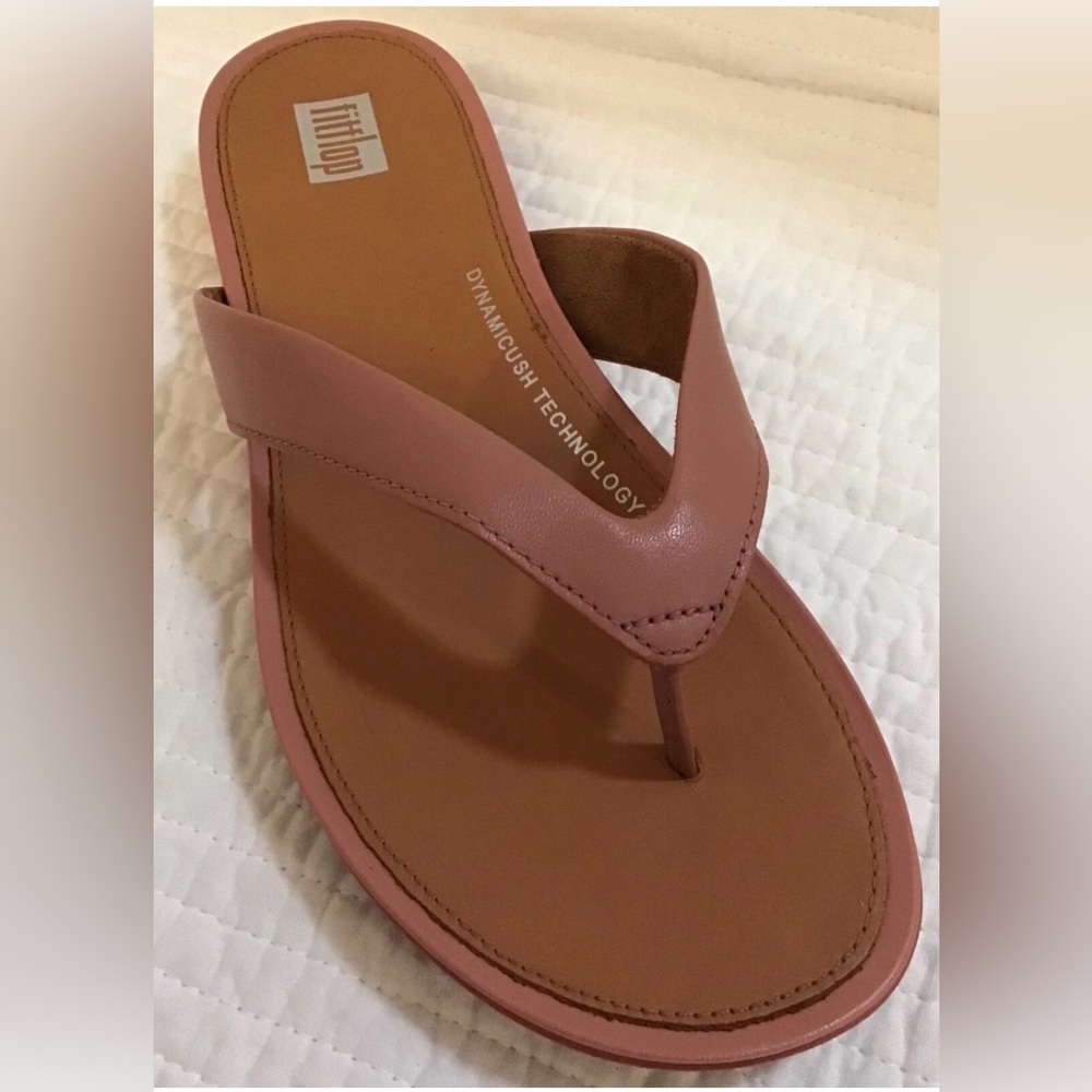 FITFLOP GRACIE LEATHER FLIP FLOPS WARM ROSE SIZE 10